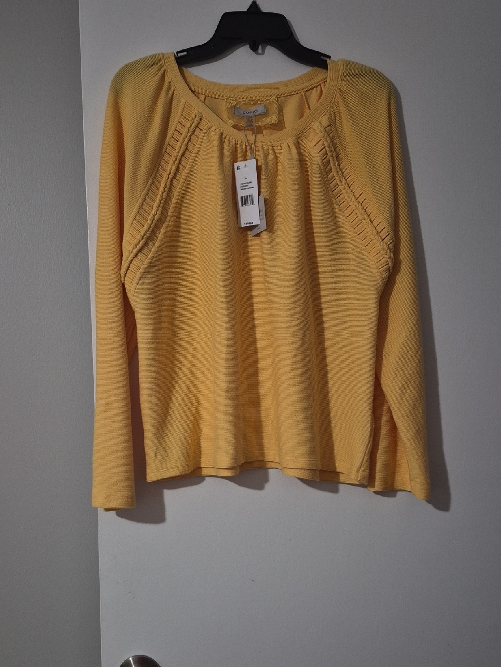Cupio Yellow Long-Sleeve Knit Sweatshirt